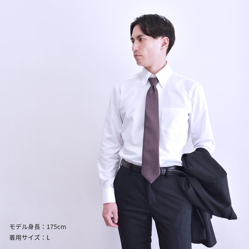 【日本製】長袖 ビジネスシャツ 形態安定 ボタンダウン メンズ オックスフォードシャツ ホワイト(SNFG25-106-wh)